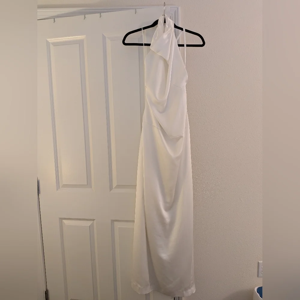 BHLDN Ivory Satin Halter Dress - Picture 3 of 4